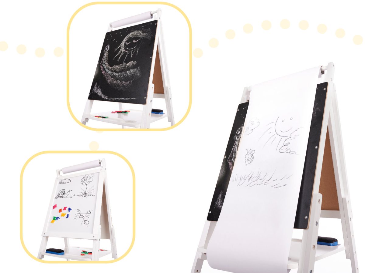 Drvena magnetna ploča za pisanje kredom bijela velika XXL