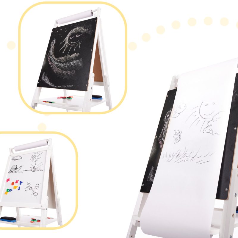 Drvena magnetna ploča za pisanje kredom bijela velika XXL