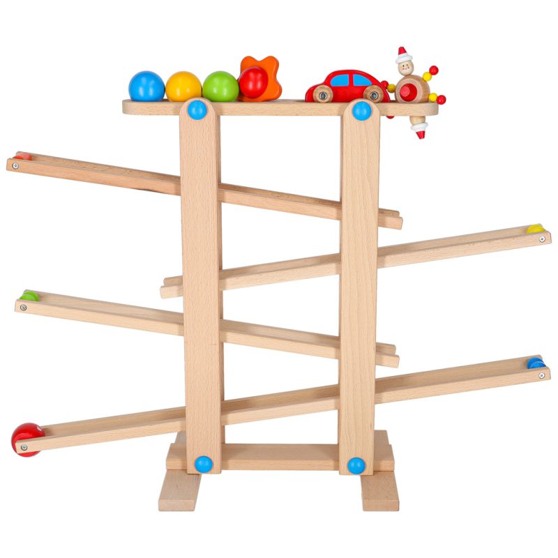 Montessori XXL drvena staza s lopticama kulodrom