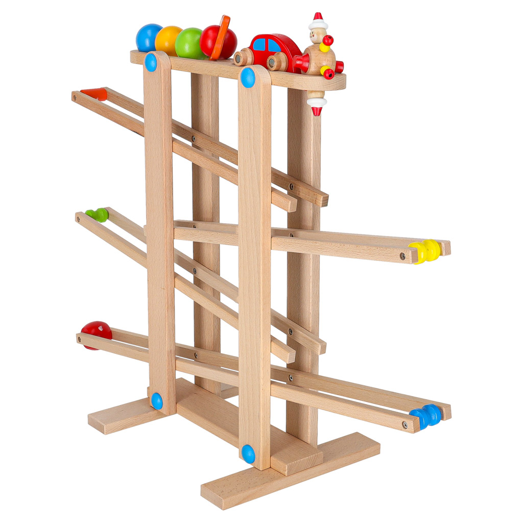 Montessori XXL drvena staza s lopticama kulodrom