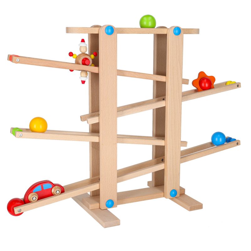 Montessori XXL drvena staza s lopticama kulodrom