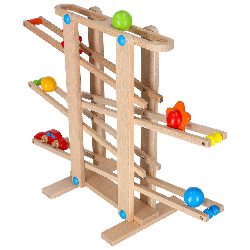 Montessori XXL drvena staza s lopticama kulodrom