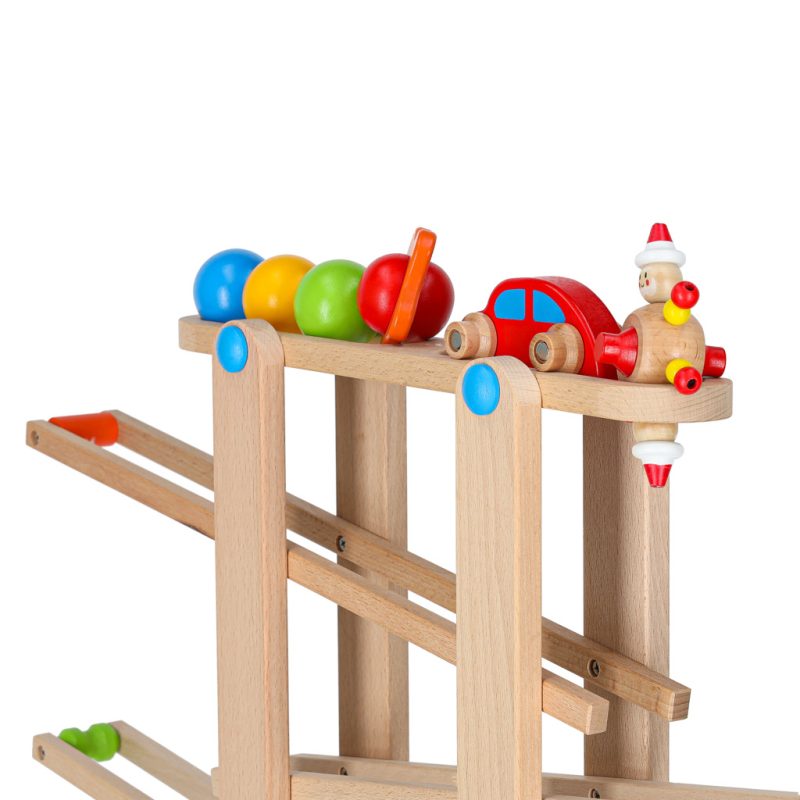 Montessori XXL drvena staza s lopticama kulodrom