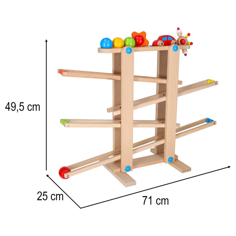 Montessori XXL drvena staza s lopticama kulodrom