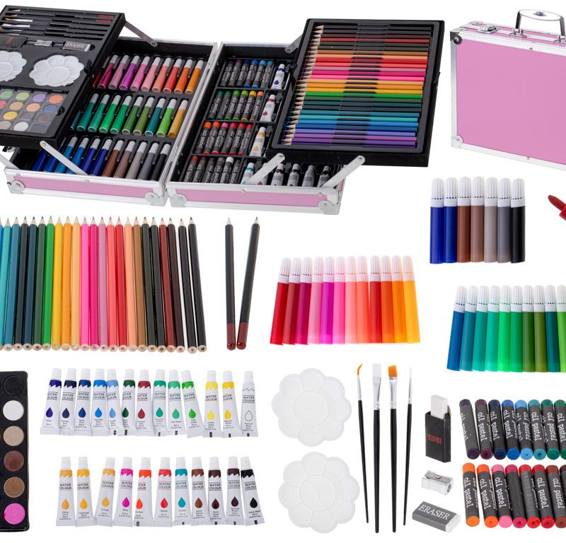 Painting-art-set-in-suitcase-145el-pink-104756 Set za slikanje u koferu 145 el, ružičaste boje