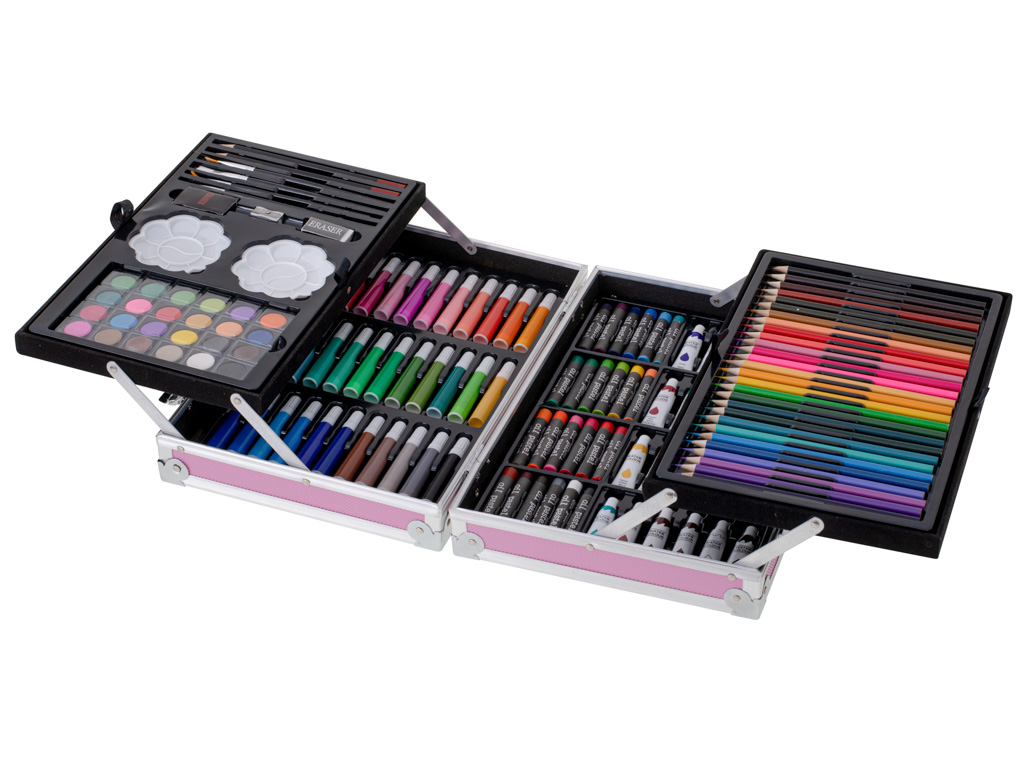 Painting-art-set-in-suitcase-145el-pink-104764 Set za slikanje u koferu 145 el, ružičaste boje