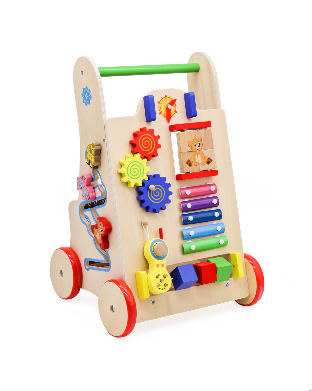 Pusher-wooden-walker-educational-cube-6in1-84059 Igračka za guranje za djecu, drvena hodalica, edukativna kocka 6 u 1