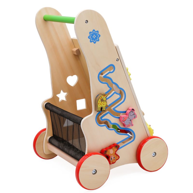 Pusher-wooden-walker-educational-cube-6in1-84060 Igračka za guranje za djecu, drvena hodalica, edukativna kocka 6 u 1