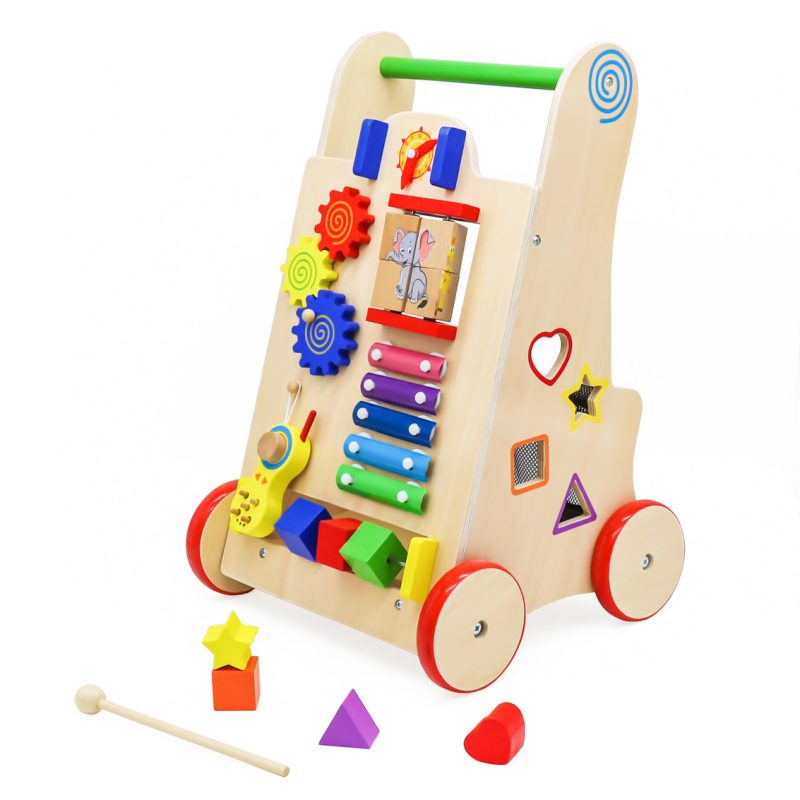Pusher-wooden-walker-educational-cube-6in1-84061 Igračka za guranje za djecu, drvena hodalica, edukativna kocka 6 u 1