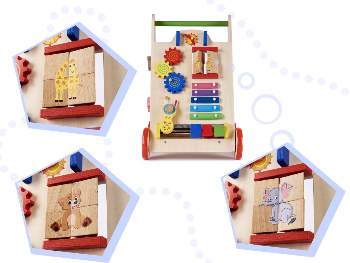 KX6495 Pchacz chodzik drewniany kostka edukacyjna 6w1 11 Igračka za guranje za djecu, drvena hodalica, edukativna kocka 6 u 1