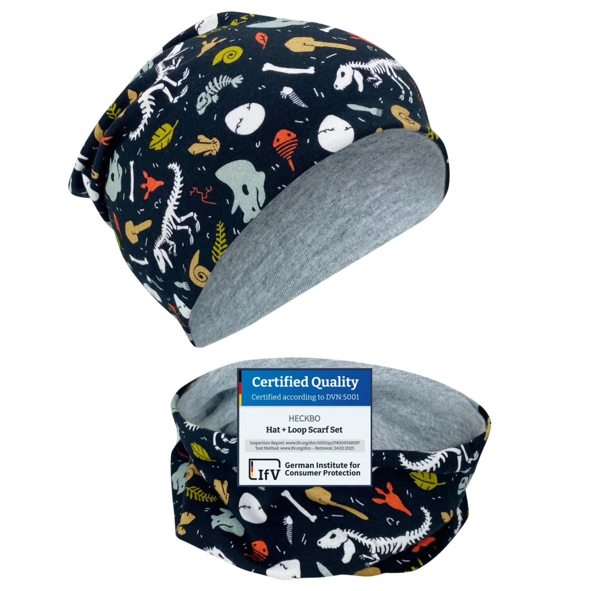 Dvostrana kapa i šal set - dinosaur 2 - 8 g