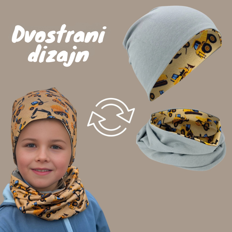 Dvostrana kapa i šal set - bageri 2 - 8 g