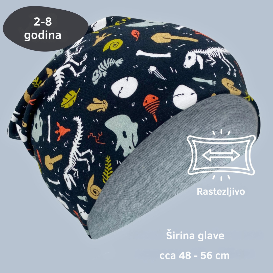 Dvostrana kapa i šal set - dinosaur 2 - 8 g
