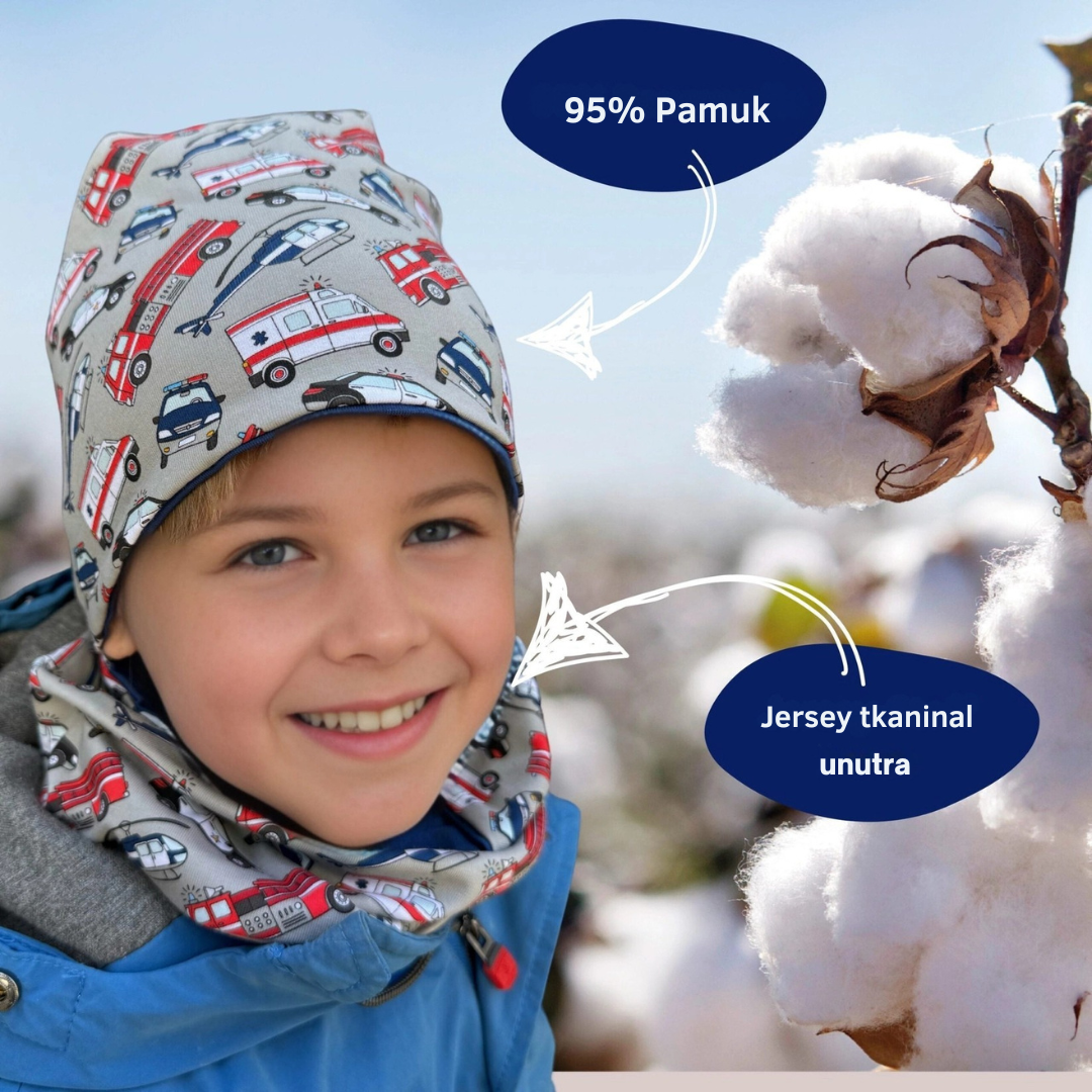 Dječja kapa i šal - Vozila hitne pomoći 1