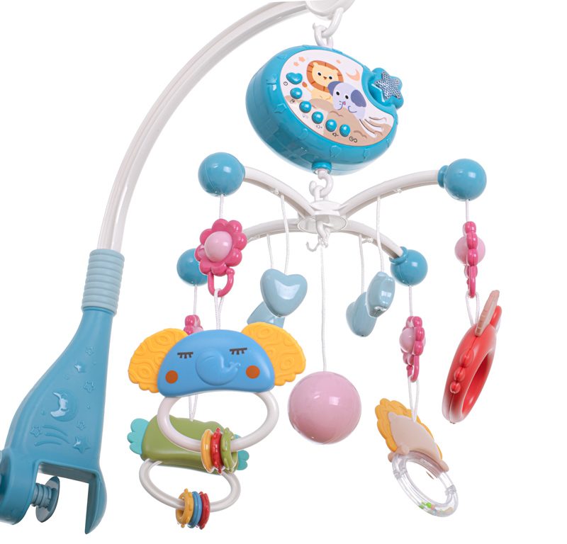 Vrtuljak/mobil s dizajnom zvijezde, plave boje, uspavanke + daljinski upravljač