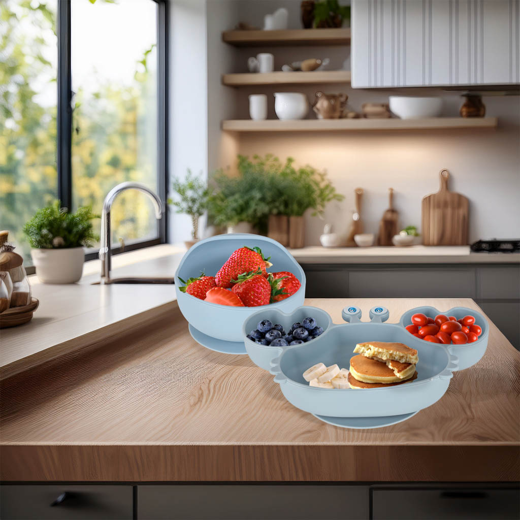 Silikonske posude za djecu 9 elemenata plave 2