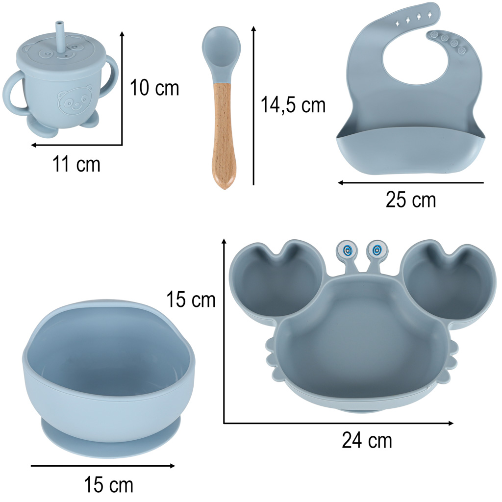 Silikonske posude za djecu 9 elemenata plave