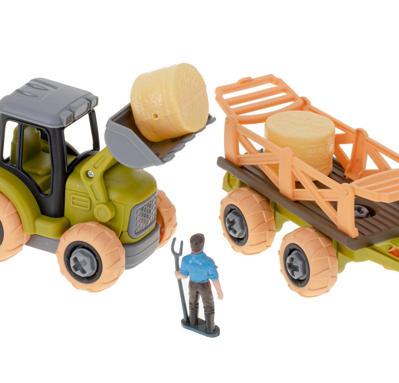 Farm-farm-twist-tractor-104838 Poljoprivredni traktor s prikolicom i životinjama, odvijač