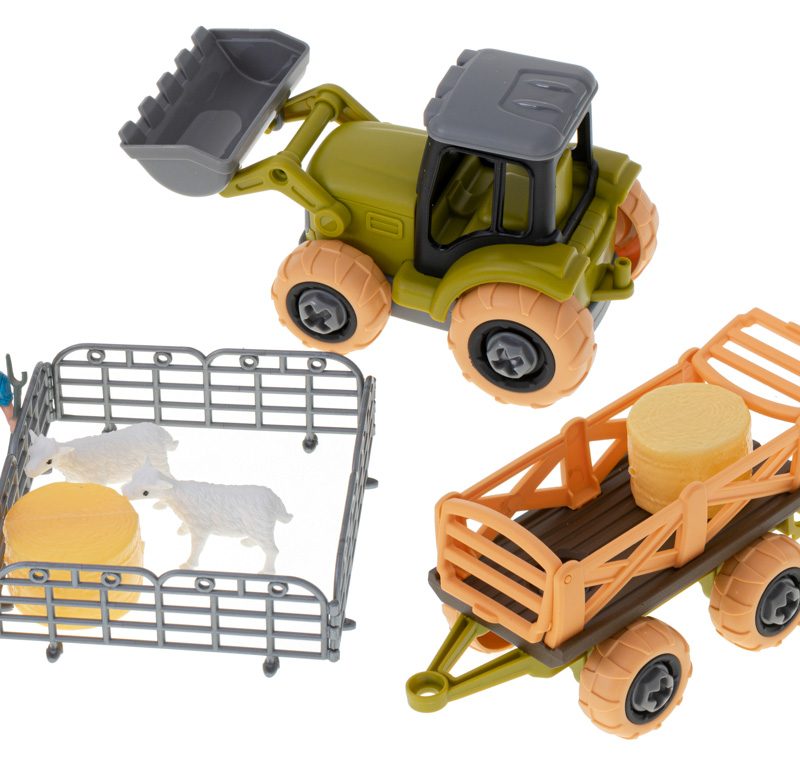 Farm-farm-twist-tractor-104840 Poljoprivredni traktor s prikolicom i životinjama, odvijač