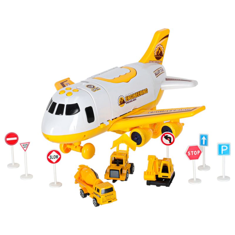 Folding-plane-transporter-with-cars-3-construction-vehicles-lights-sound-174896 Sklopivi transporter aviona s automobilima + 3 građevinska vozila sa svjetlima i zvukom