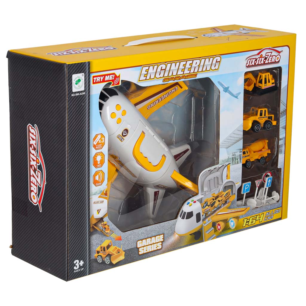 Folding-plane-transporter-with-cars-3-construction-vehicles-lights-sound-174904 Sklopivi transporter aviona s automobilima + 3 građevinska vozila sa svjetlima i zvukom