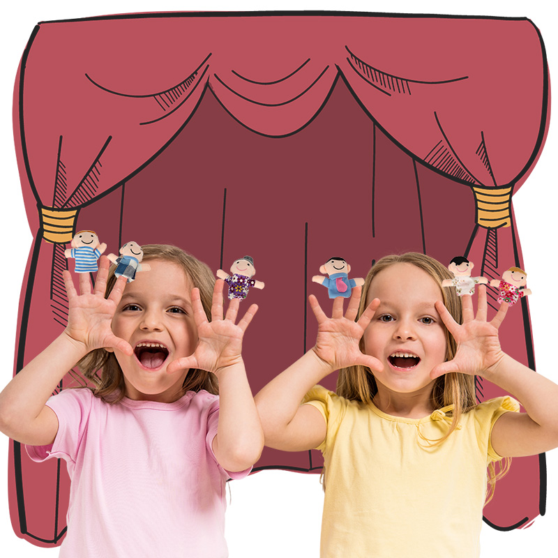 Plush-mascots-finger-puppets-family-6pcs-133382 Plišane lutke za prste obiteljski kazališni set od 6 dijelova 12