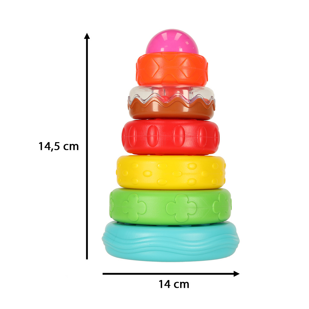Edukativna senzorna igračka Piramidalni toranj, šarena Montessori