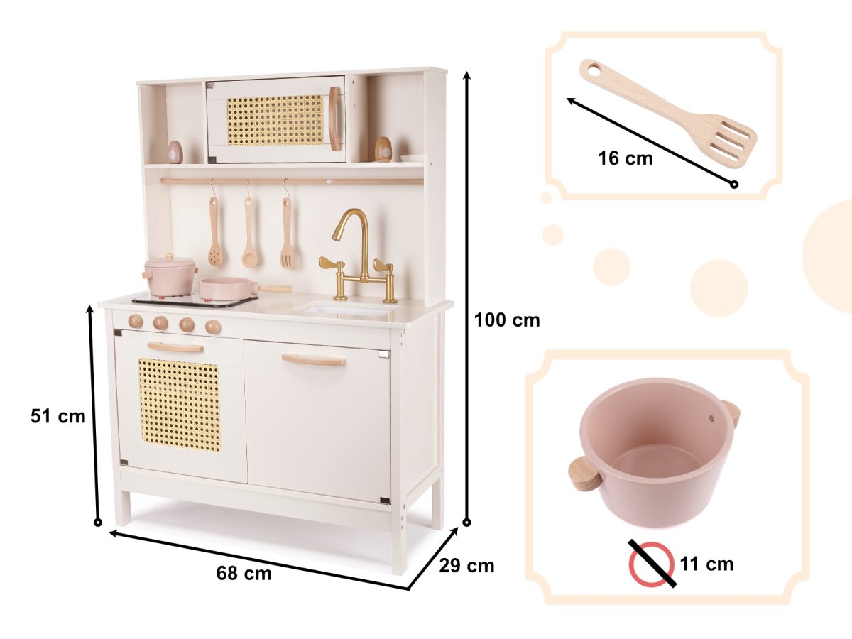 KX6284 Kuchnia drewniana MDF retro z akcesoriami BOHO 3 Drvena kuhinja za djecu od mdf-a, retro, s dodacima, boho 100 cm 8