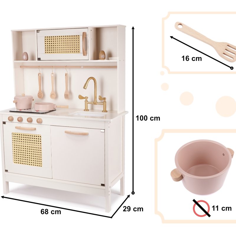 KX6284 Kuchnia drewniana MDF retro z akcesoriami BOHO 3 Drvena kuhinja za djecu od mdf-a, retro, s dodacima, boho 100 cm 8