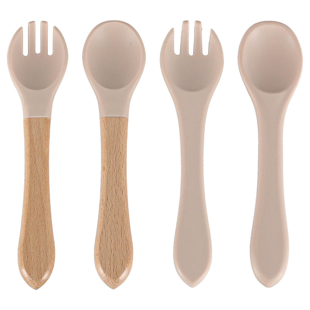 Silikonske posude za djecu 9 elemenata bež 4