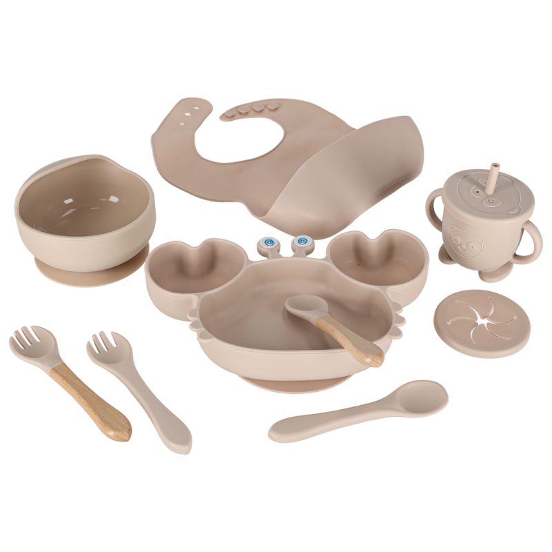 Silikonske posude za djecu 9 elemenata bež 3