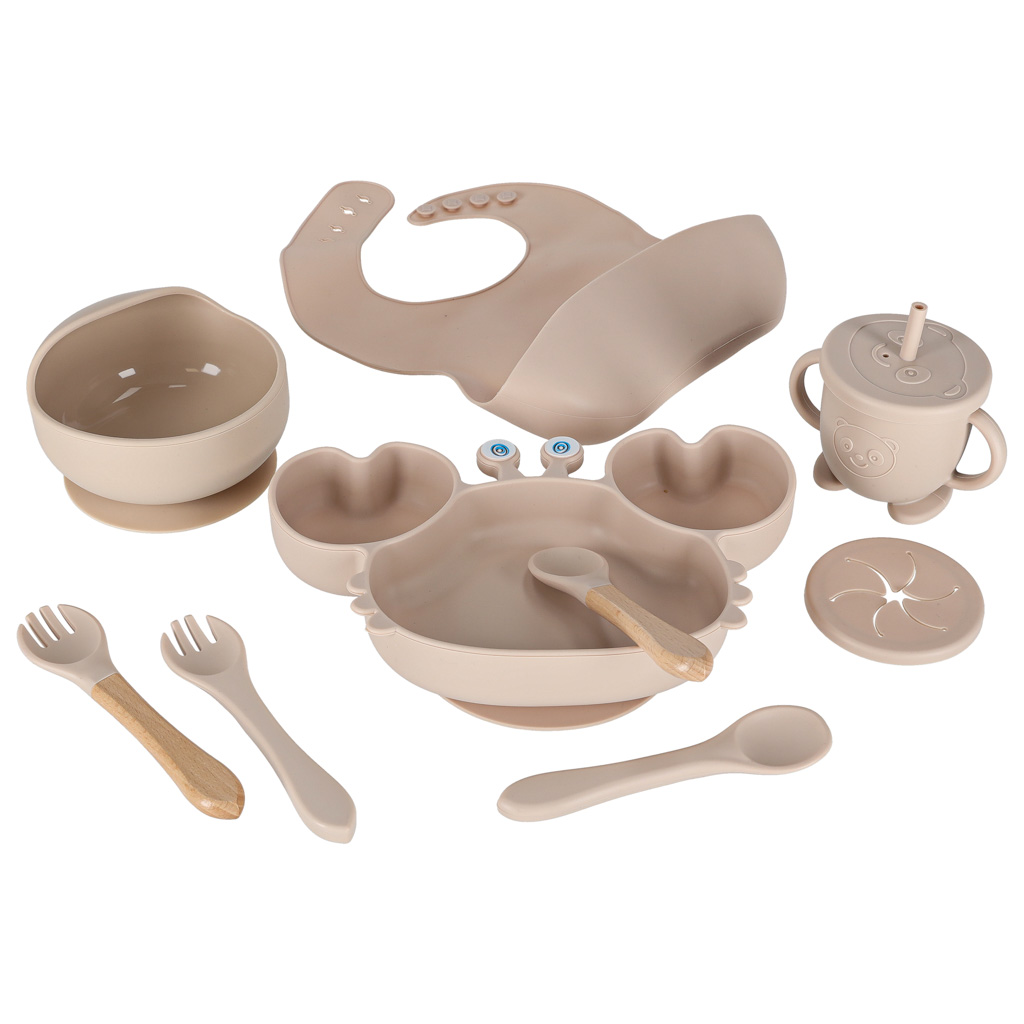 Silikonske posude za djecu 9 elemenata bež 3