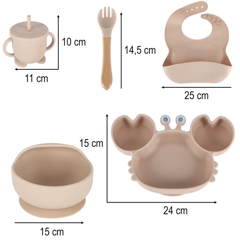 Silikonske posude za djecu 9 elemenata bež