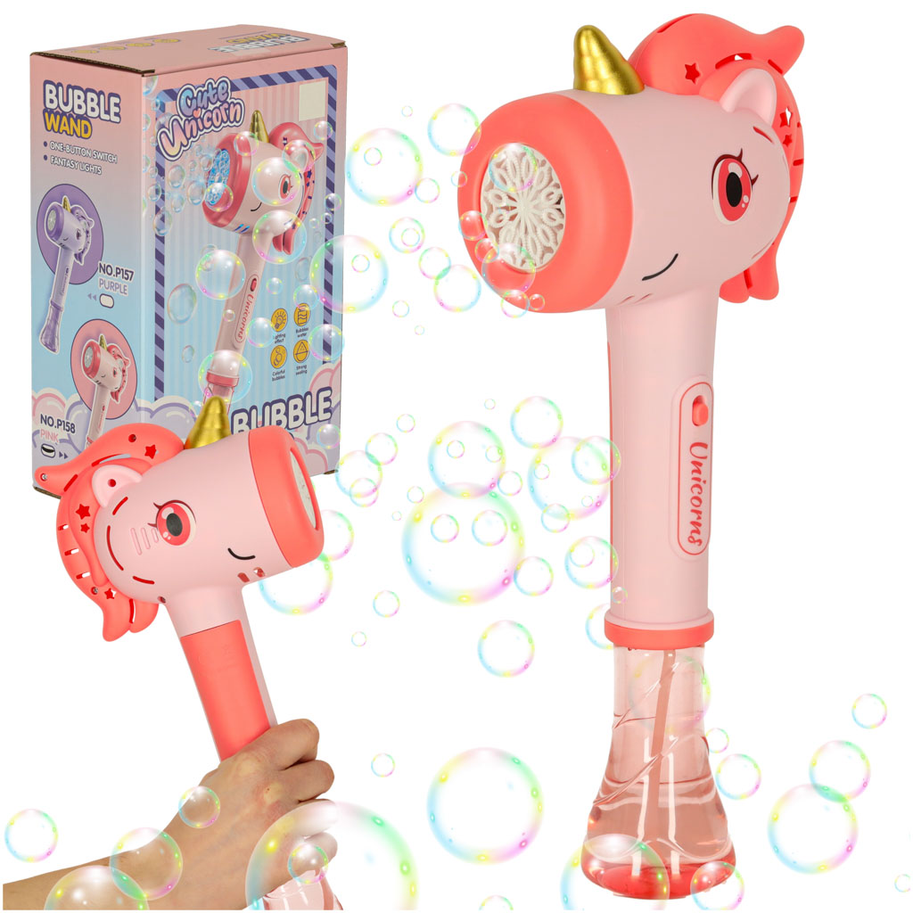 Soap-bubble-gun-bubble-machine-unicorn-wand-light-sound-175331 Stroj za mjehuriće od sapunice Jednorog štapić, zvuk, svjetlo
