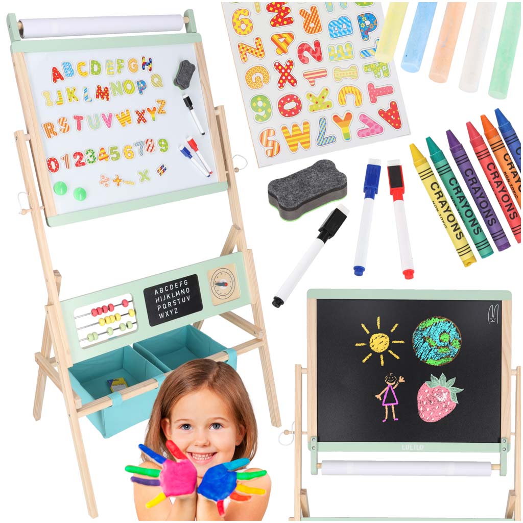 Wooden-chalkboard-LULILO-Kredo-accessories-chalk-markers-magnets-baskets-110cm-177589 Drvena ploča LULILO pribor kreda markeri magneti košare boje 110 cm