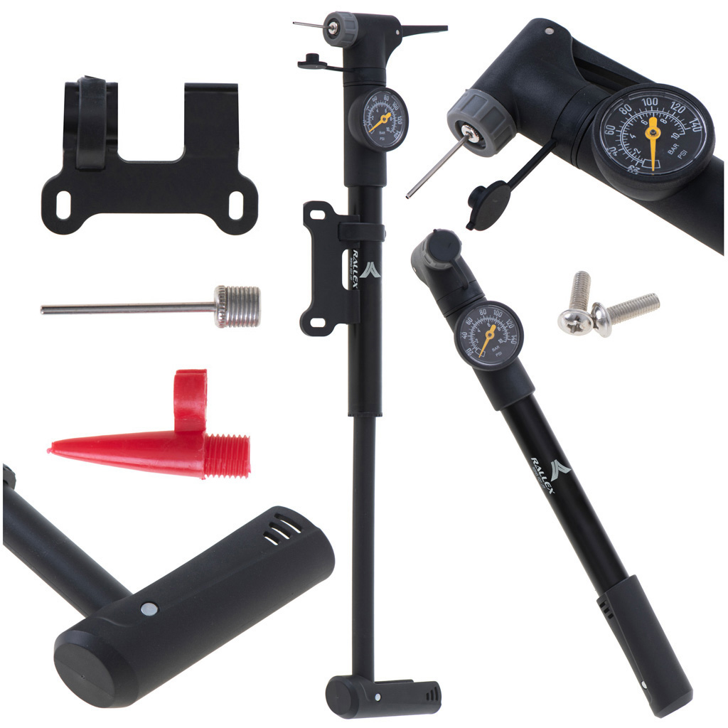 Bicycle-pump-with-pressure-gauge-RALLEX-bicycle-hand-pump-for-mattress-ball-with-bicycle-holder-167275 Pumpa za bicikl s manometrom RALLEX ručna pumpa za bicikl za loptu madraca s držačem za bicikl