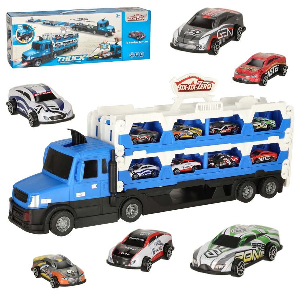 Kamion za prijevoz automobila, sklopivo vozilo XXL, 10 automobila, plavi