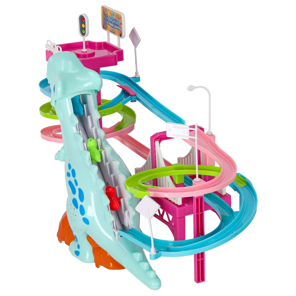 Staza za trke s dinosaurima s toboganom i pokretne stepenice s LED i zvukom 12