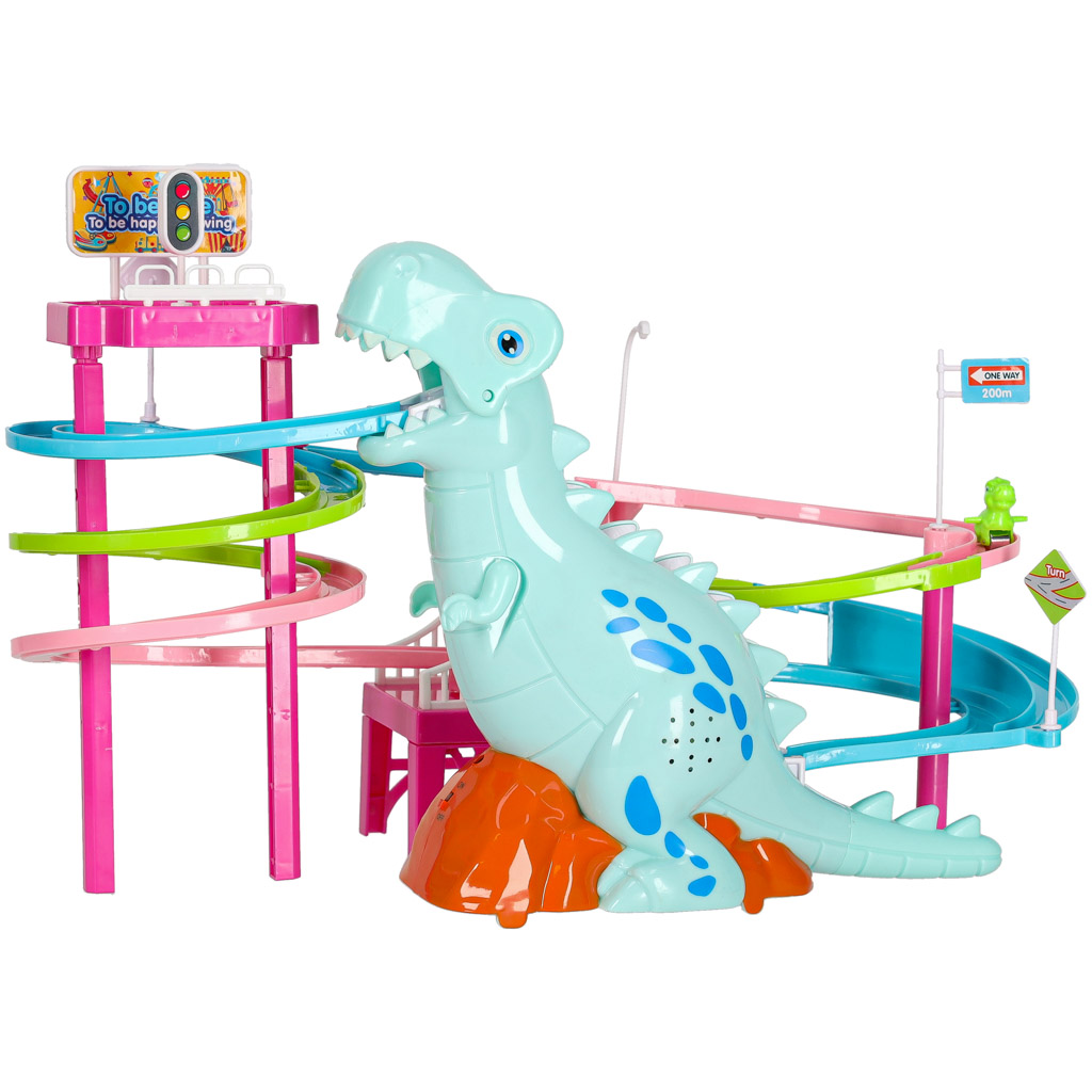 Staza za trke s dinosaurima s toboganom i pokretne stepenice s LED i zvukom 11