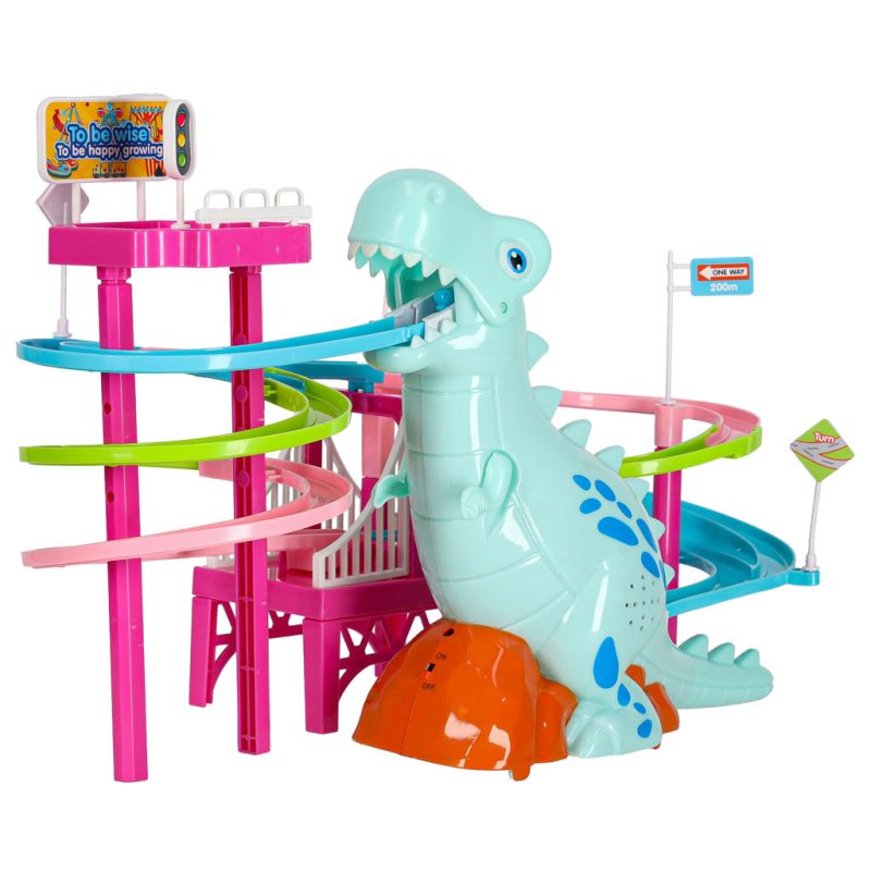 Staza za trke s dinosaurima s toboganom i pokretne stepenice s LED i zvukom 10