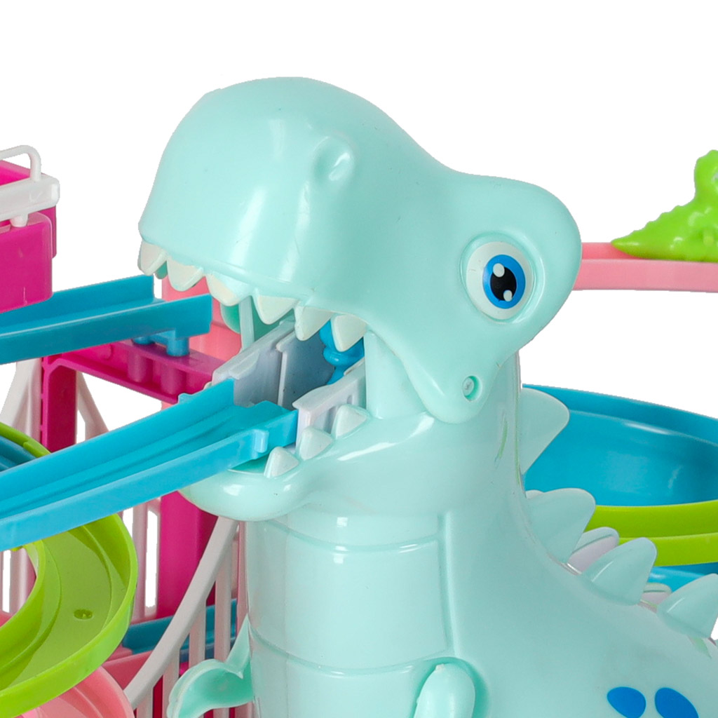 Staza za trke s dinosaurima s toboganom i pokretne stepenice s LED i zvukom 7