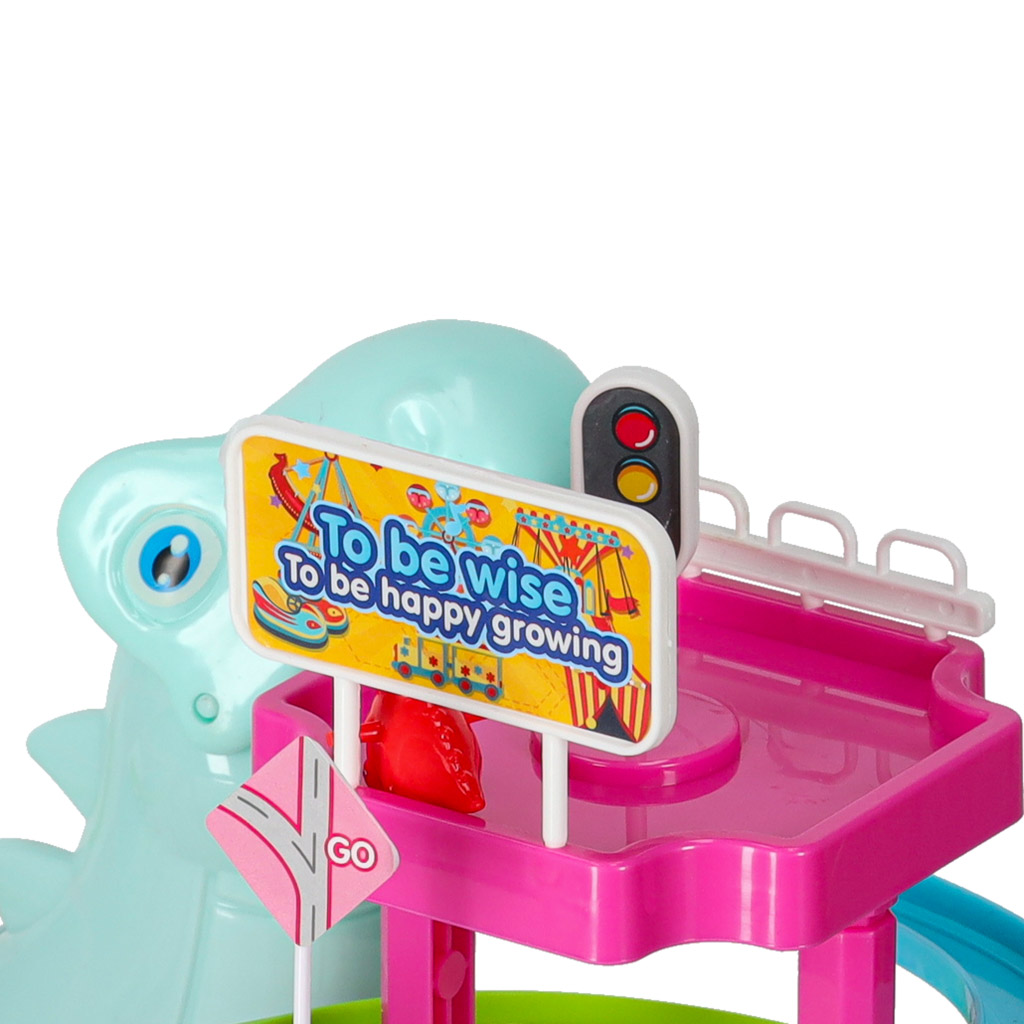 Staza za trke s dinosaurima s toboganom i pokretne stepenice s LED i zvukom 6