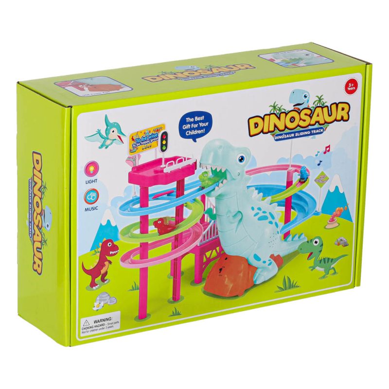 Staza za trke s dinosaurima s toboganom i pokretne stepenice s LED i zvukom 1