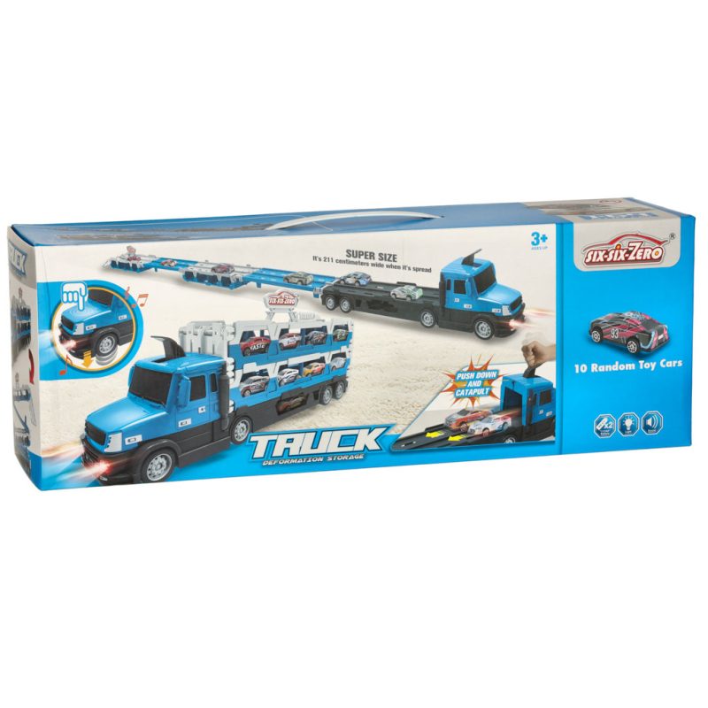 Kamion za prijevoz automobila, sklopivo vozilo XXL, 10 automobila, plavi 1