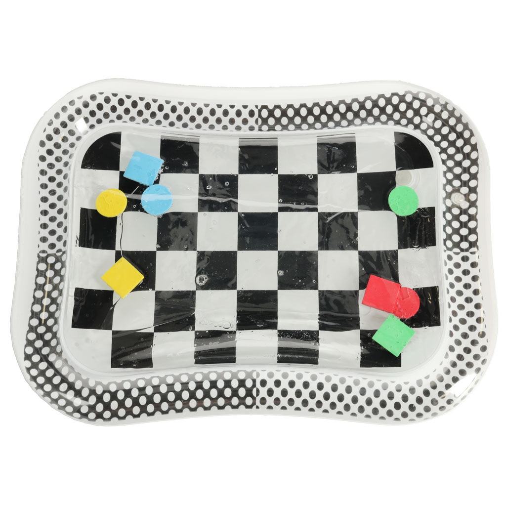 Vodena prostirka za napuhavanje s kontrastnim crno-bijelim uzorcima šahovska ploča 65 cm x 50 cm 5