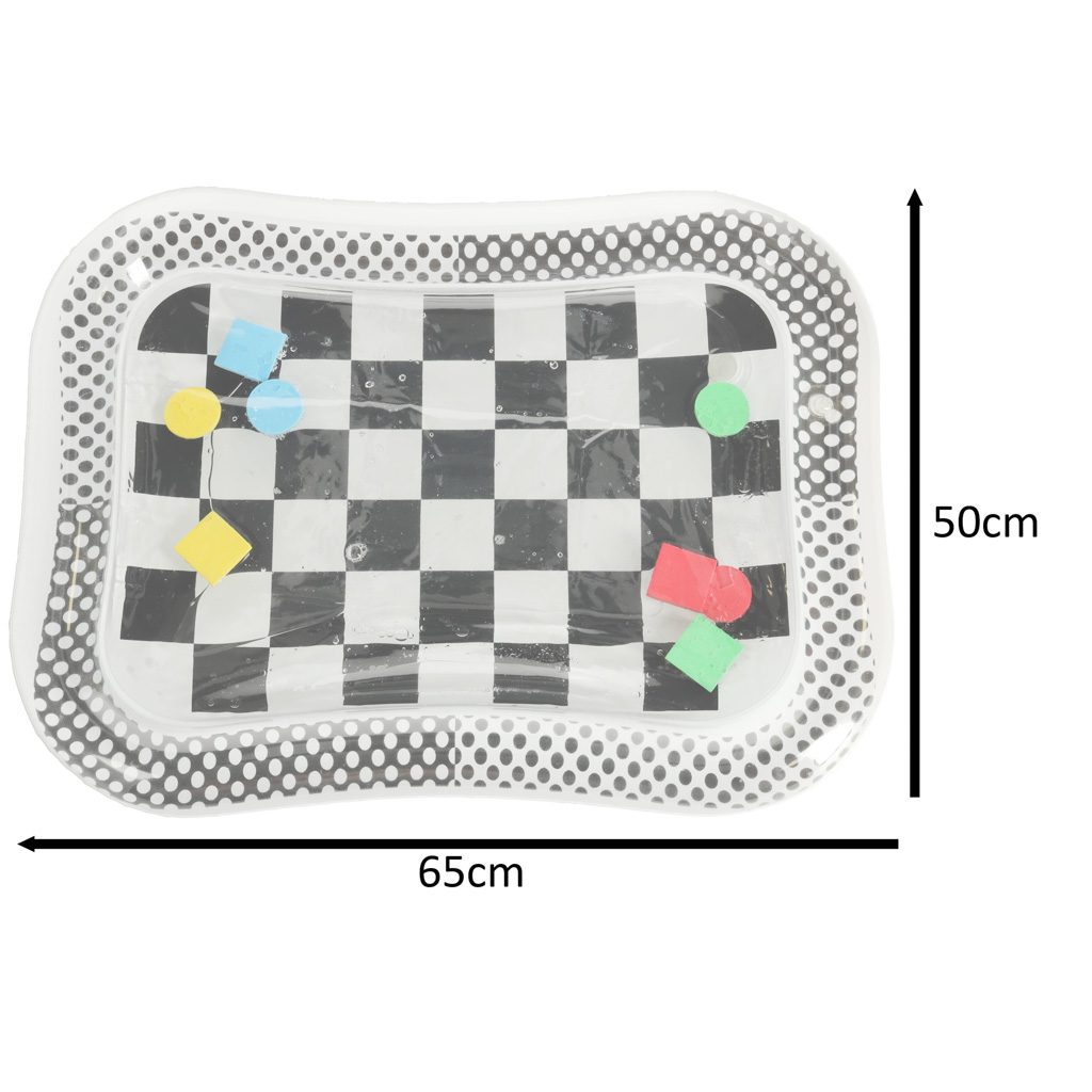 Vodena prostirka za napuhavanje s kontrastnim crno-bijelim uzorcima šahovska ploča 65 cm x 50 cm 4