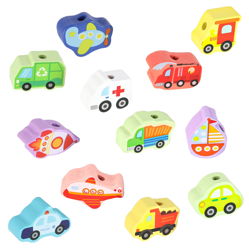 Drveni prometni znakovi i vozila za učenje nizanja 6