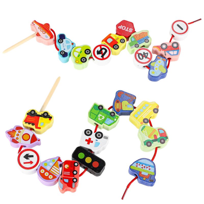 Drveni prometni znakovi i vozila za učenje nizanja 3