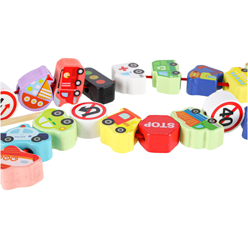 Drveni prometni znakovi i vozila za učenje nizanja 1