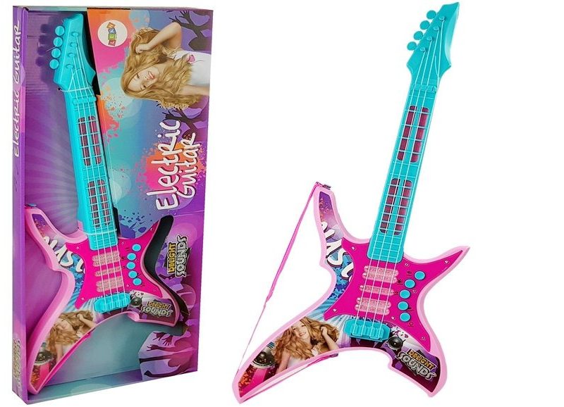 Električna gitara sa svjetlima i zvukovima, roza, 62 cm